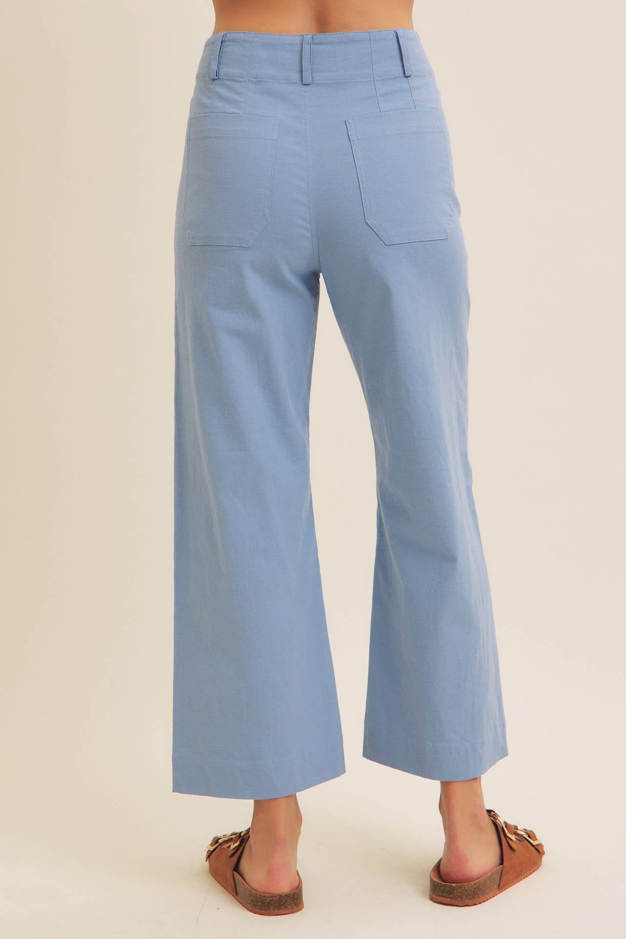 COTTON LINEN STRETCHY ANKLE-LENGTH PANTS