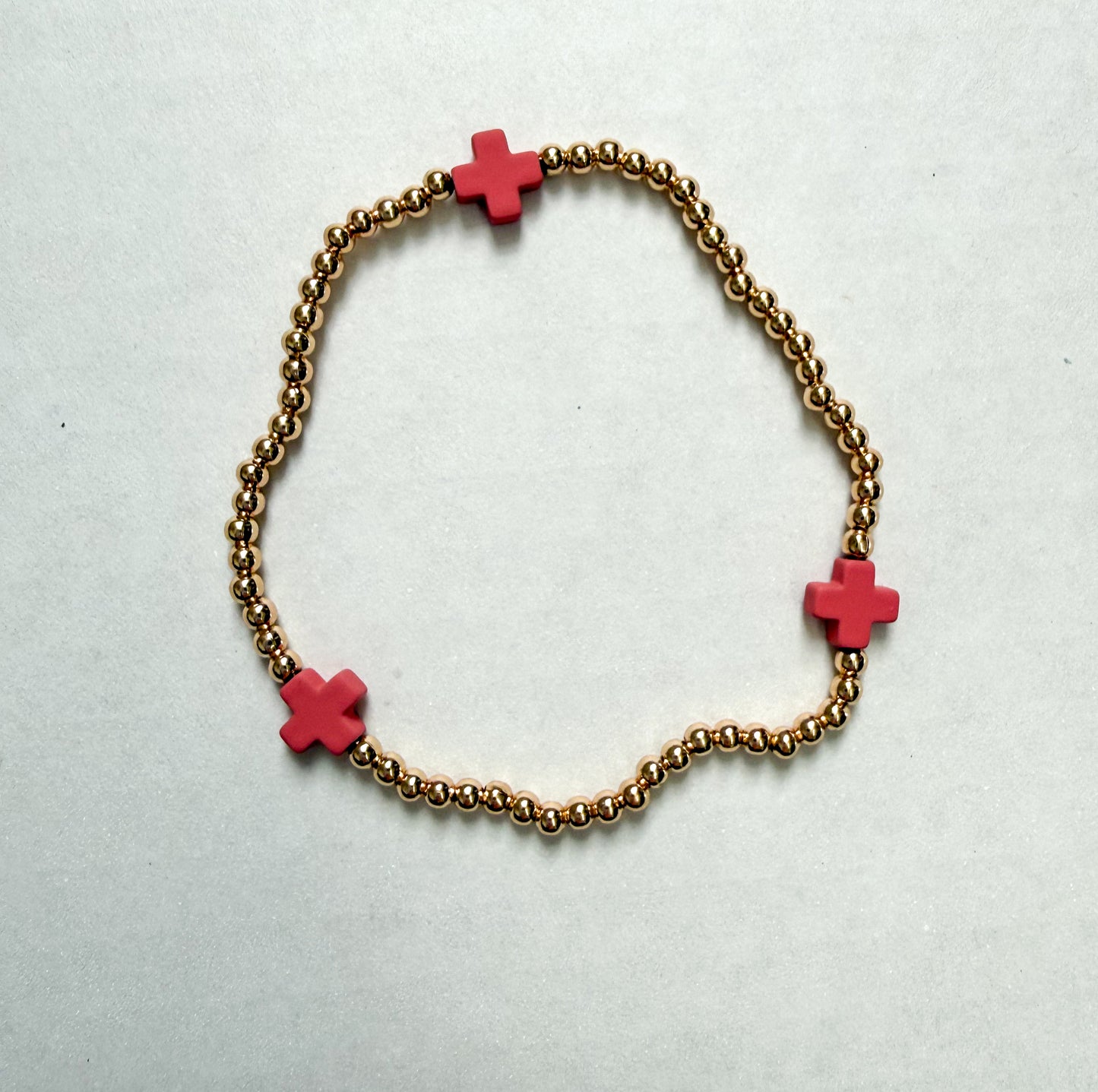 Colorful Cross Gold Bead Bracelet
