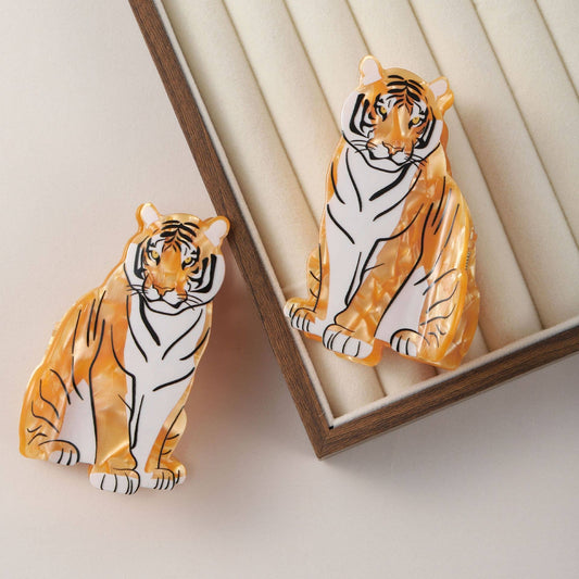 Sitting Tiger Design Animal Acetate Hair Claw Clip