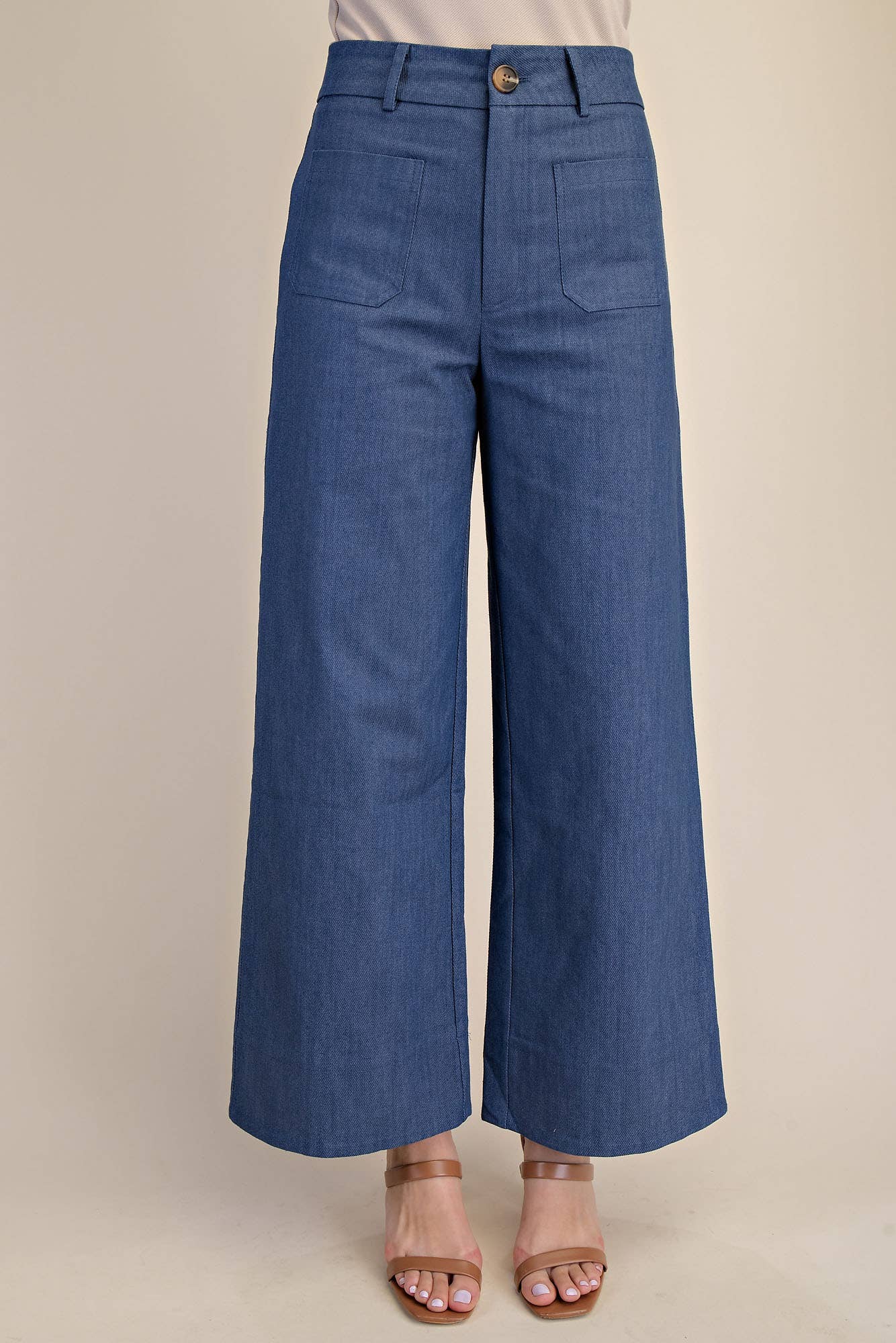 High Rise Front Pocket Wide Jeans