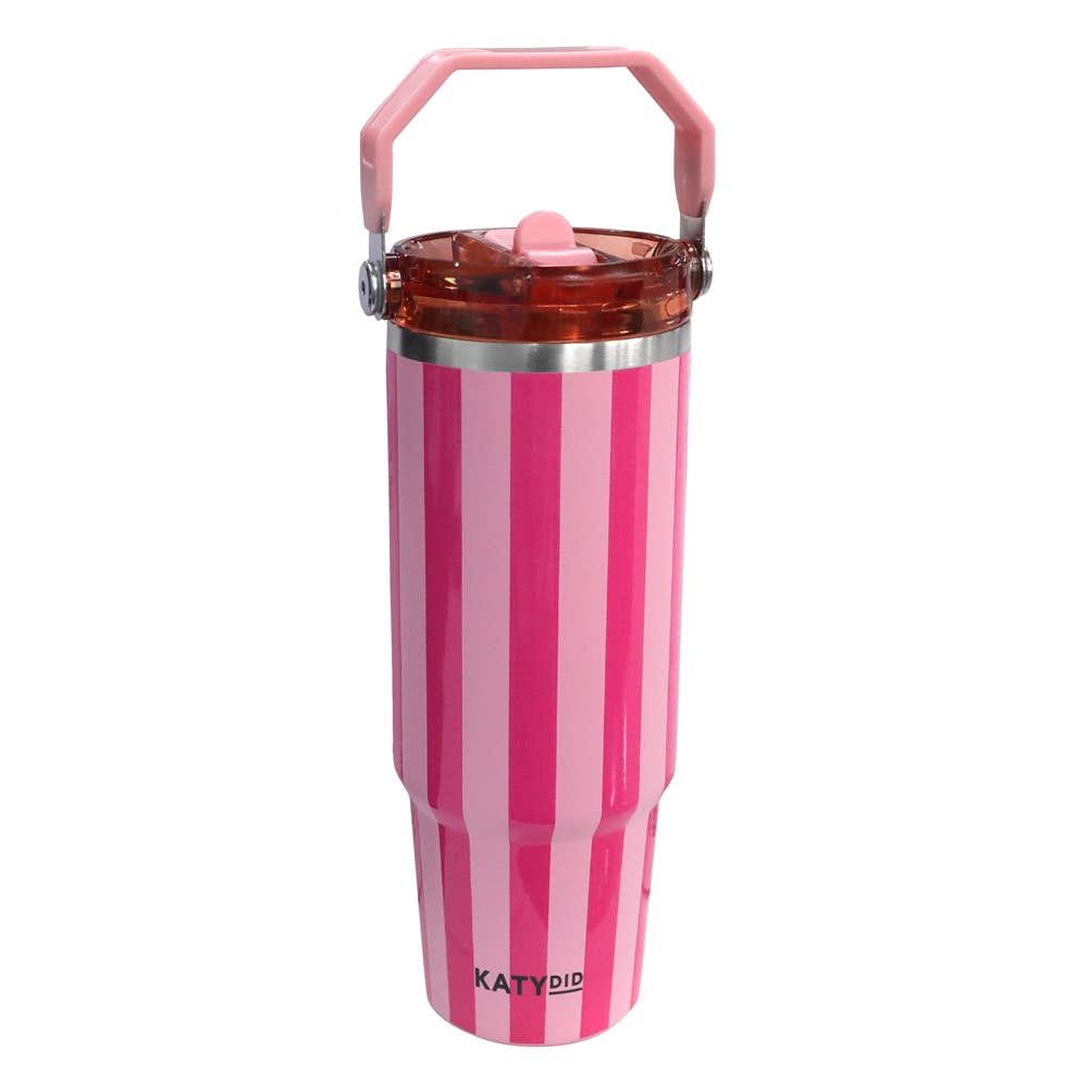 Pink and Hot Pink Striped 30 Oz Cabana Tumbler