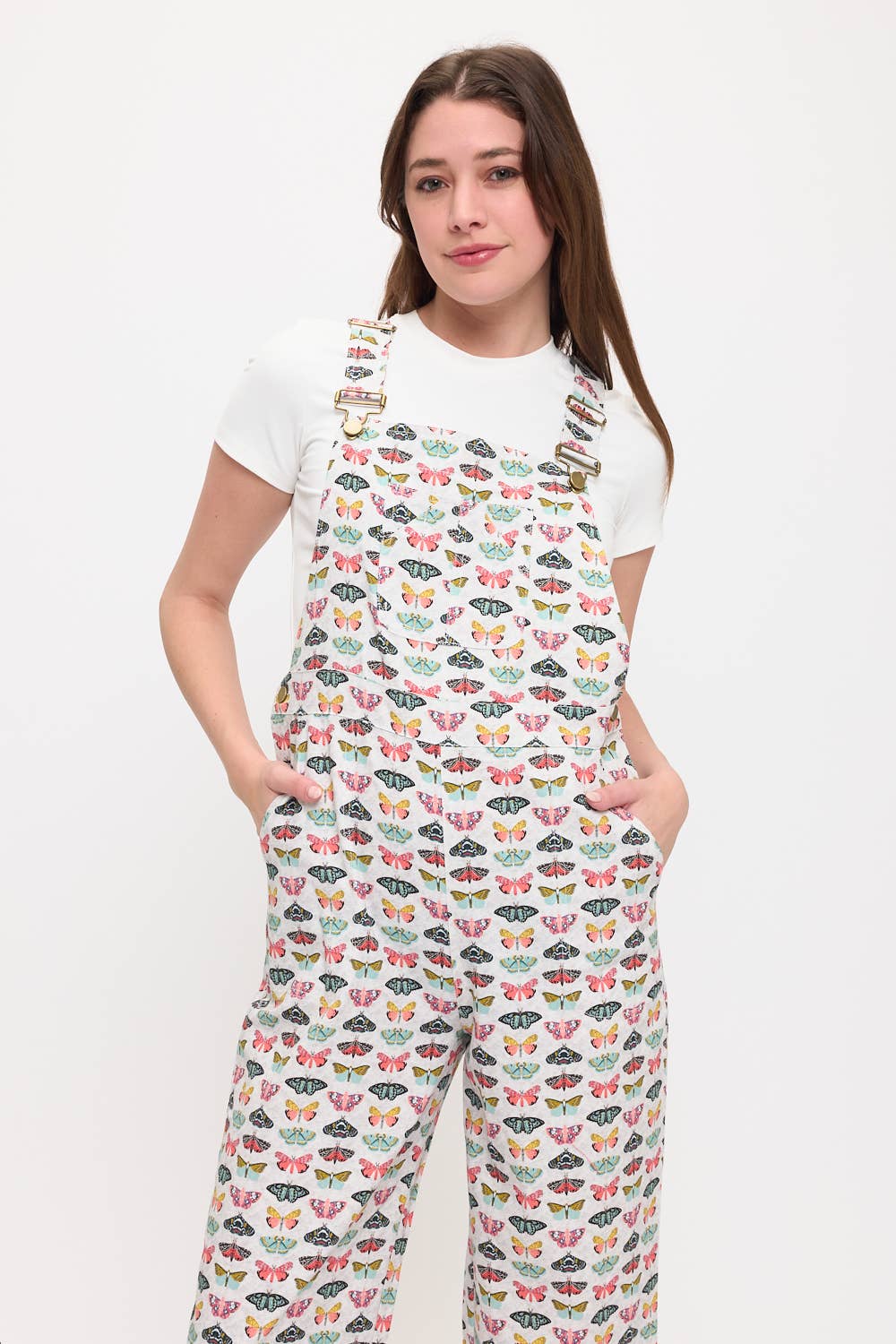 COLORFUL BUTTERFLY PRINT OVERALLS