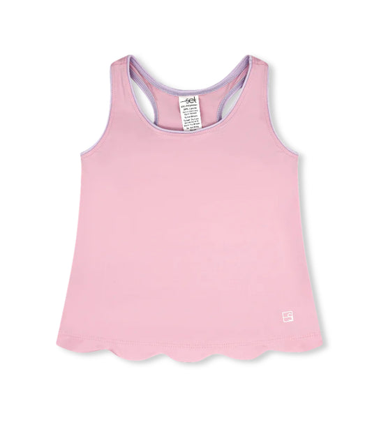Anna Scallop Tank - cotton candy pink and petal purple