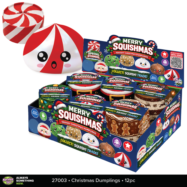 Fun Doh Christmas Dumpling Squishy Toy 12pc Holiday Display