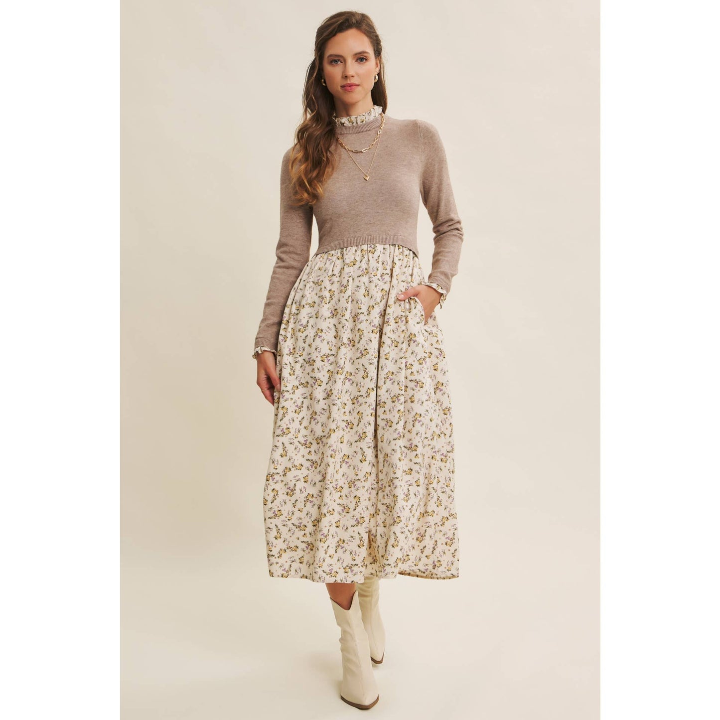 SWEET AND SOFT TO TOUCH RUFFLED TWOFER SWEATER DRESS