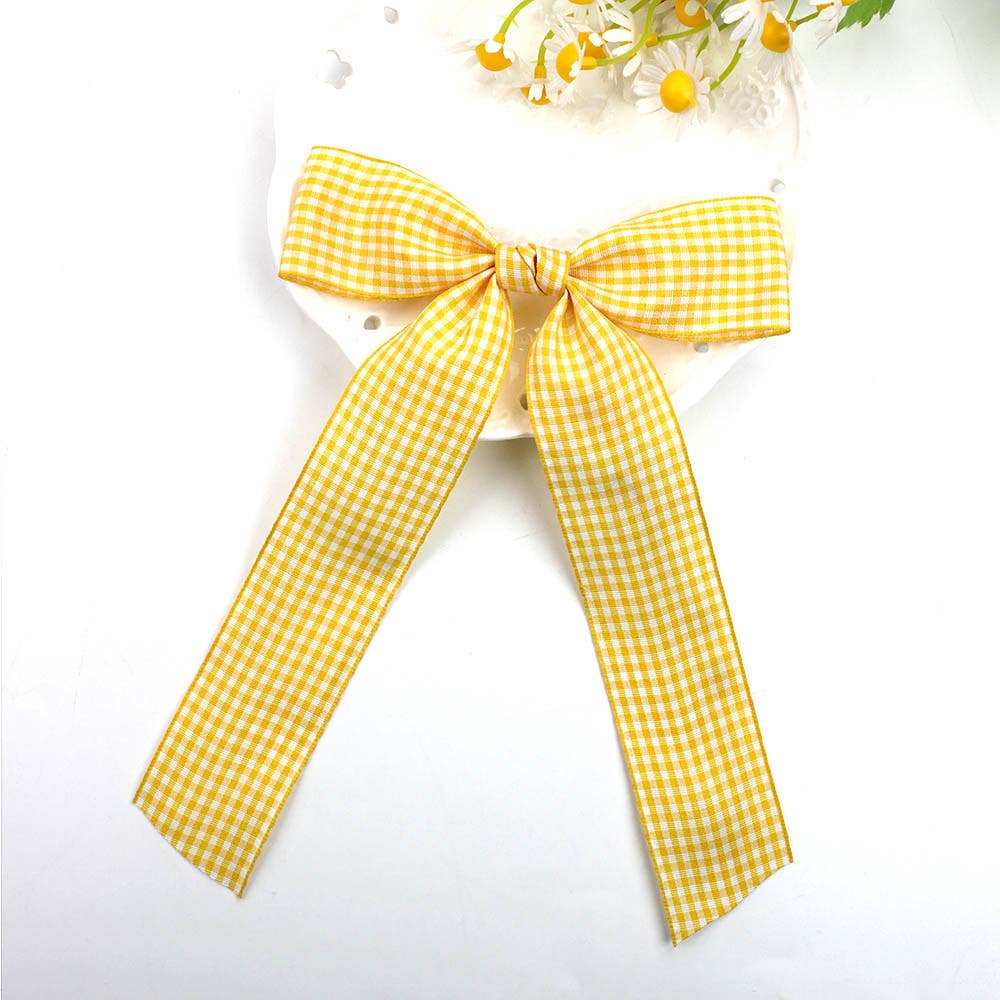Gingham Ribbon bow clips