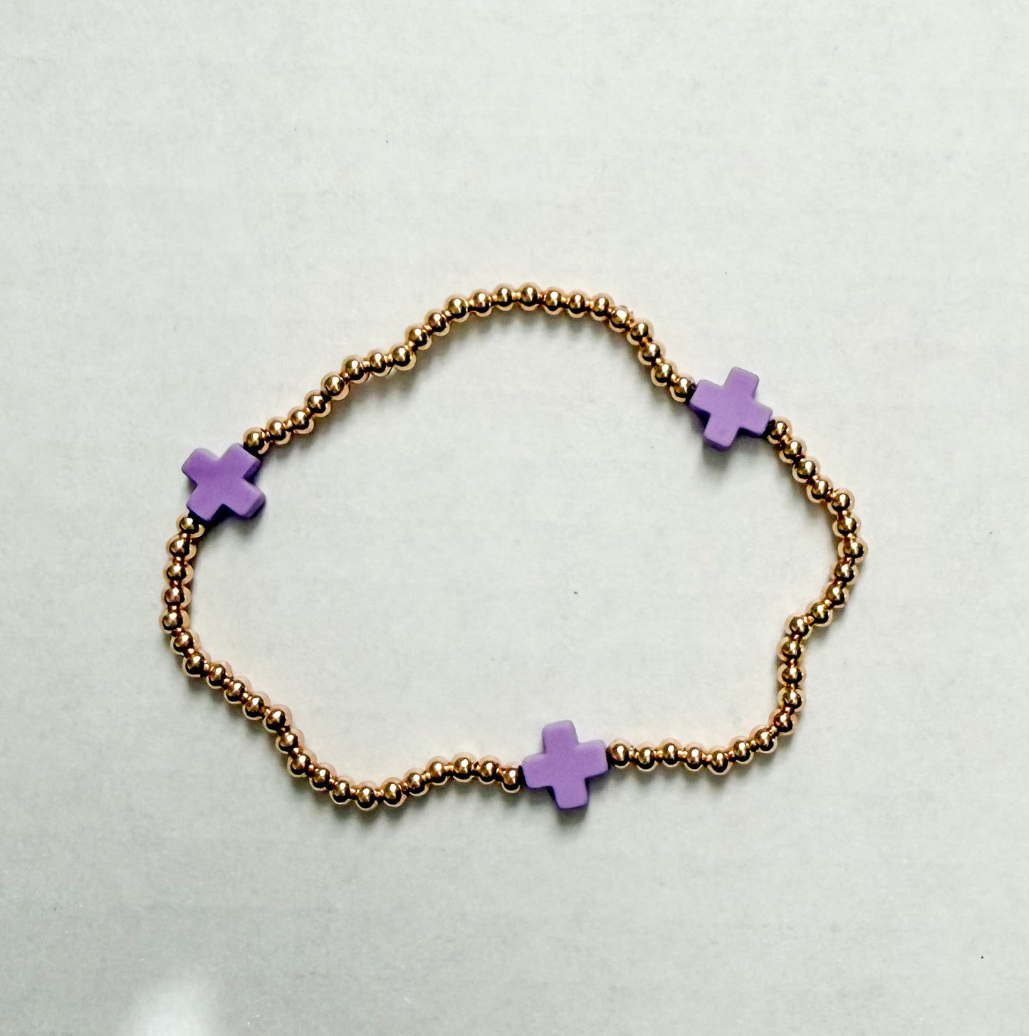 Colorful Cross Gold Bead Bracelet
