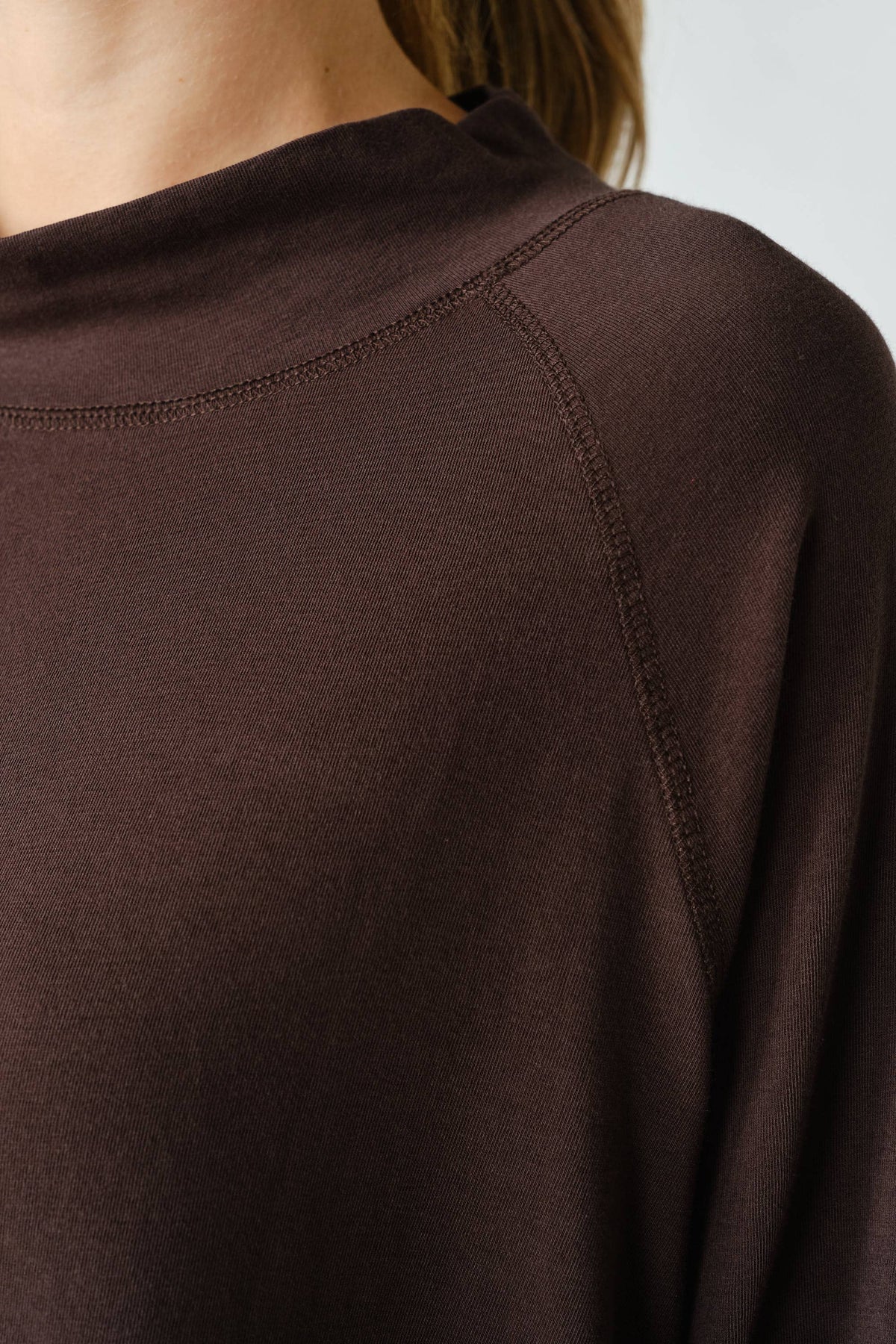 Pima Cotton Mock-Neck Raglan Tunic