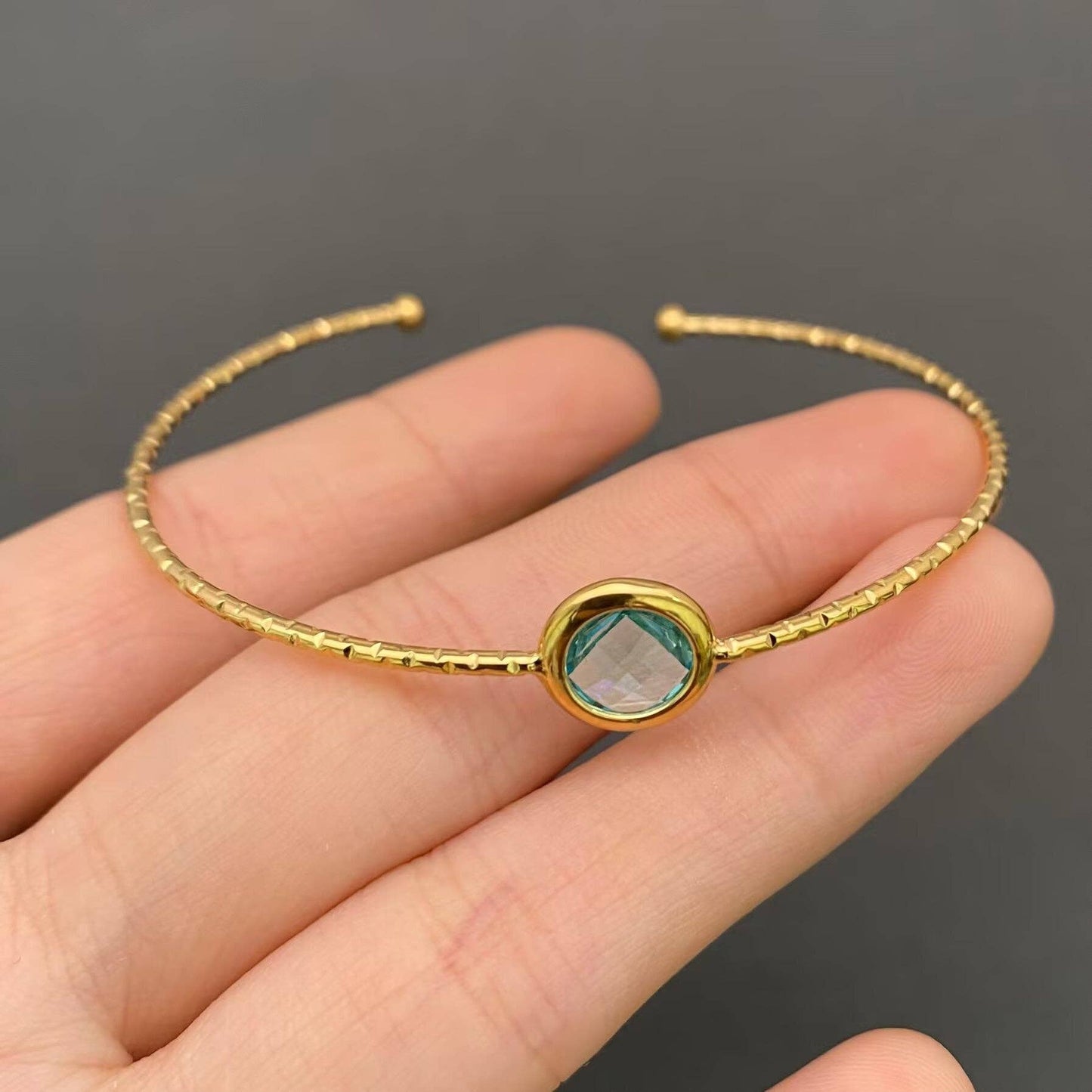 Multicolor Glass Crystal 18K Gold Plated S.Steel Cuff