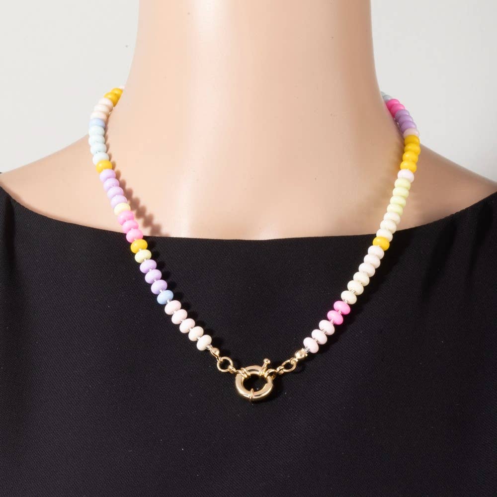 Acrylic Bead Ring Clasp Necklace