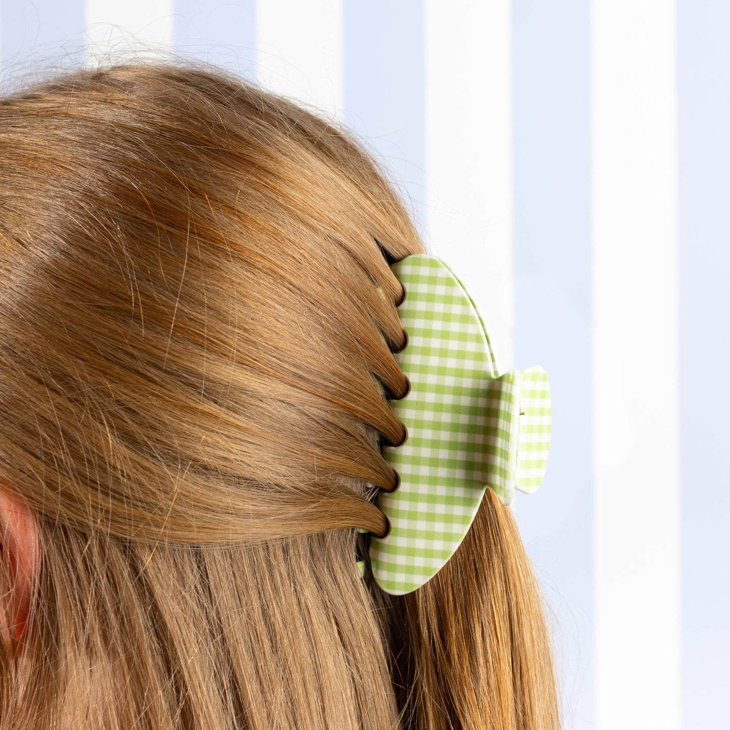 Green Gingham Claw Clip