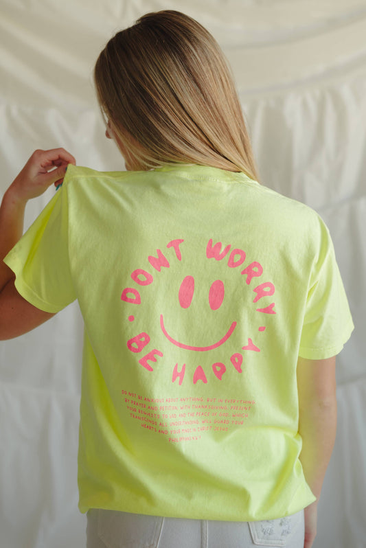 Be Happy Tee - Yellow | Christian Tee