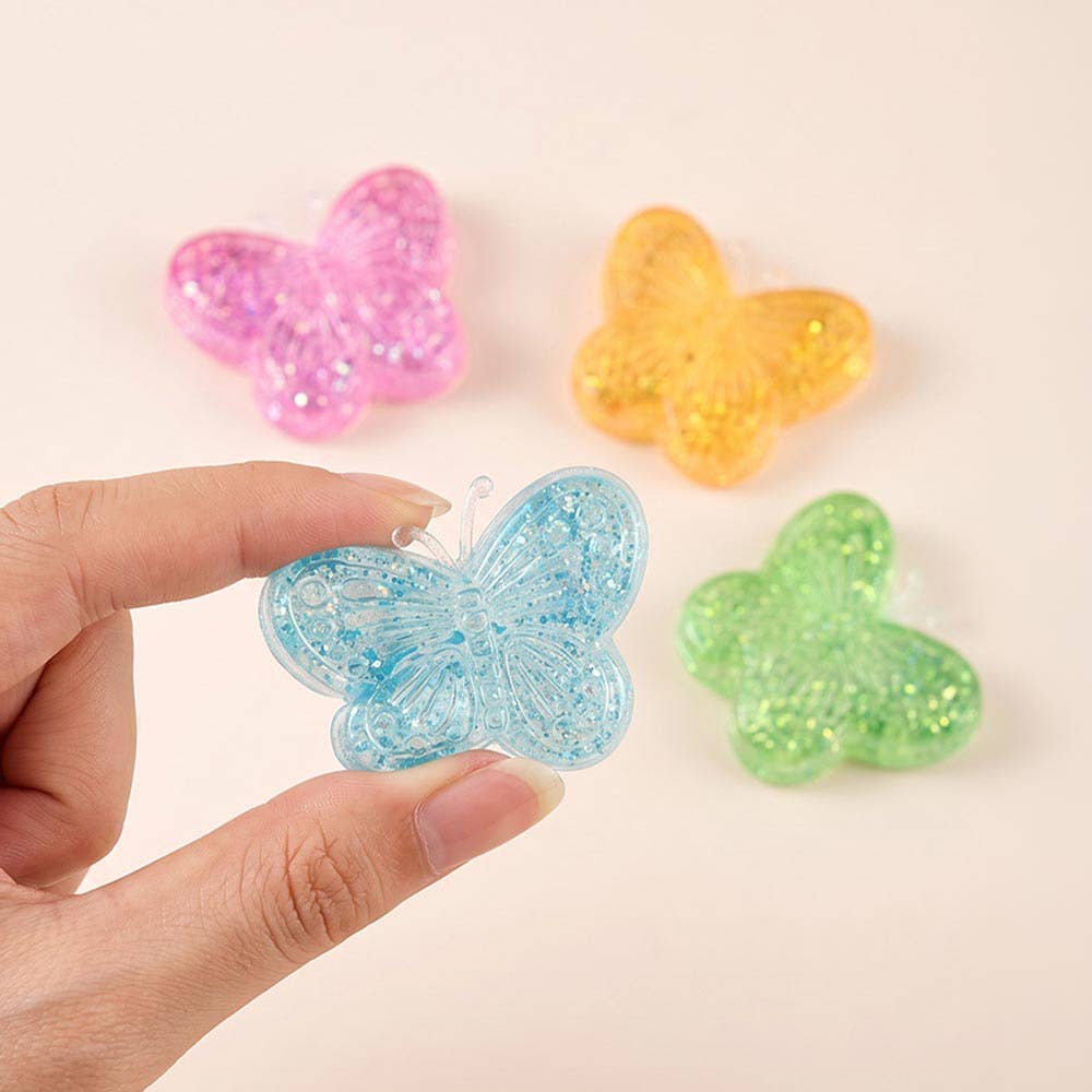 Glitter Butterfly Squishy Squeeze Sensory Stress Relief Fidget Toy