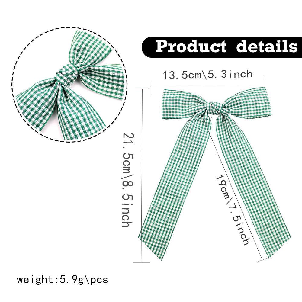 Gingham Ribbon bow clips