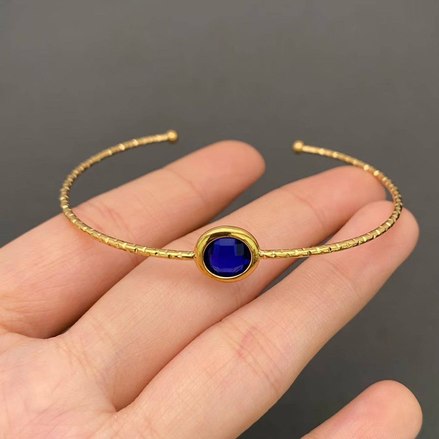 Multicolor Glass Crystal 18K Gold Plated S.Steel Cuff