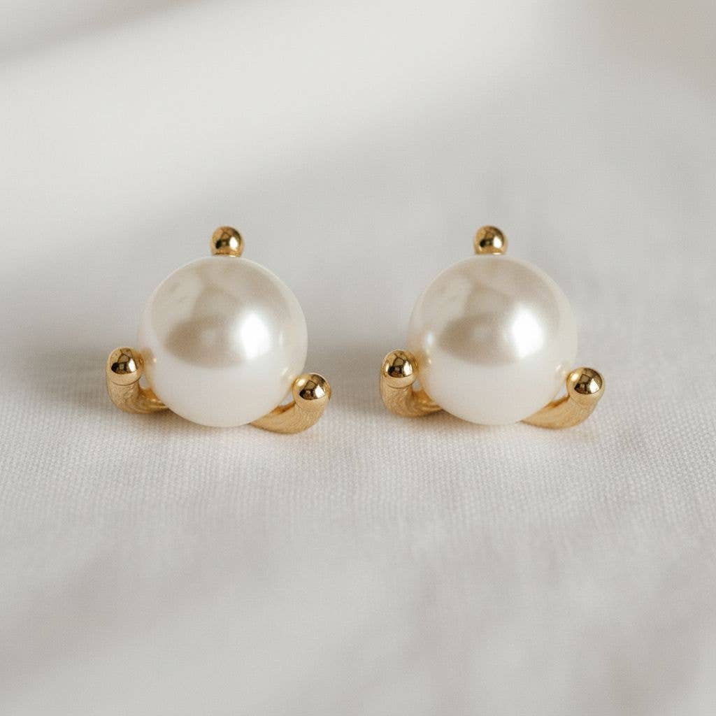 Mini Vintage Glass Pearl Stud Earrings