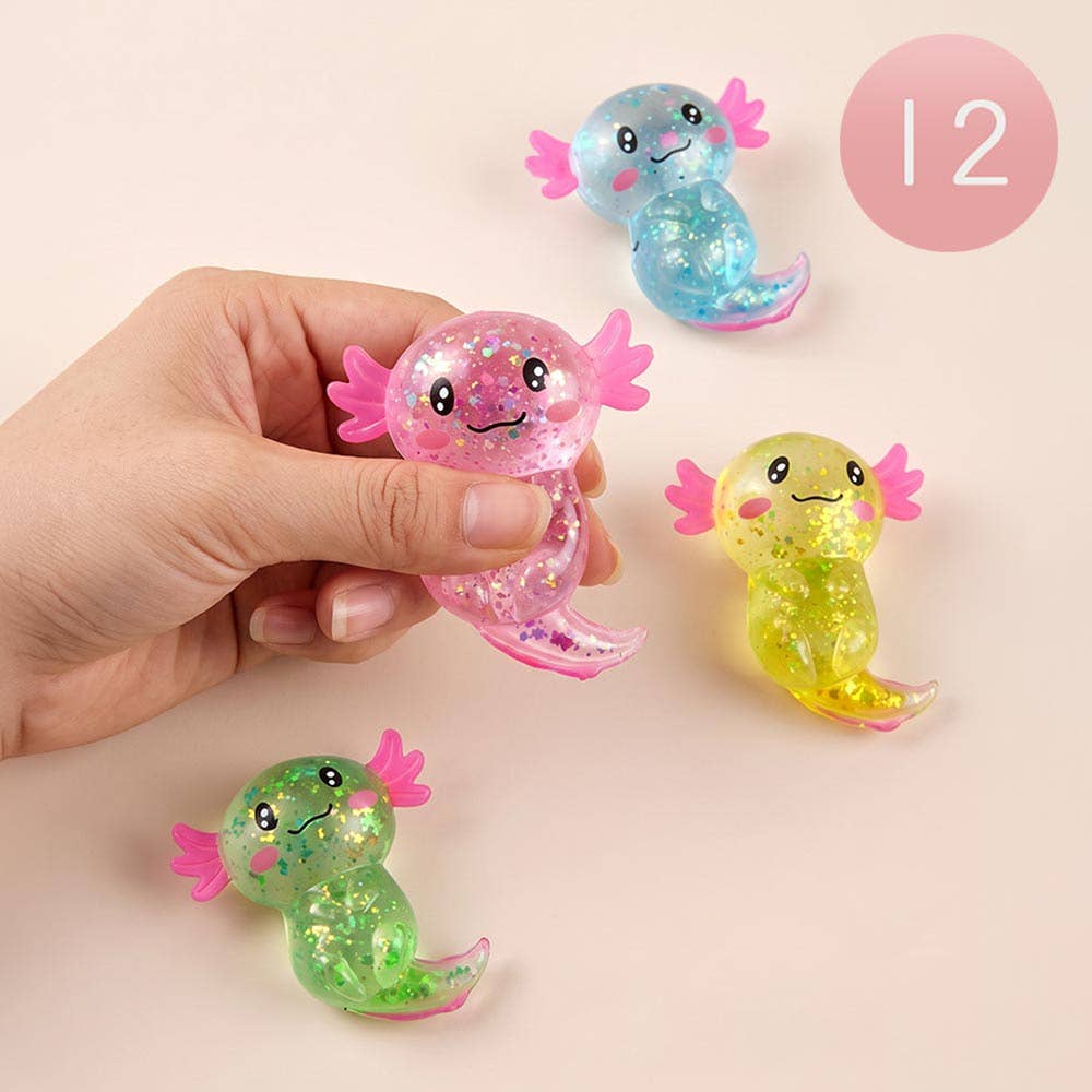 Glitter Axolotl Squeeze Squishy Stress Relief Toy