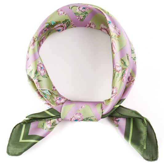 Flower with Geometric Pattern Print Bandana Scarf