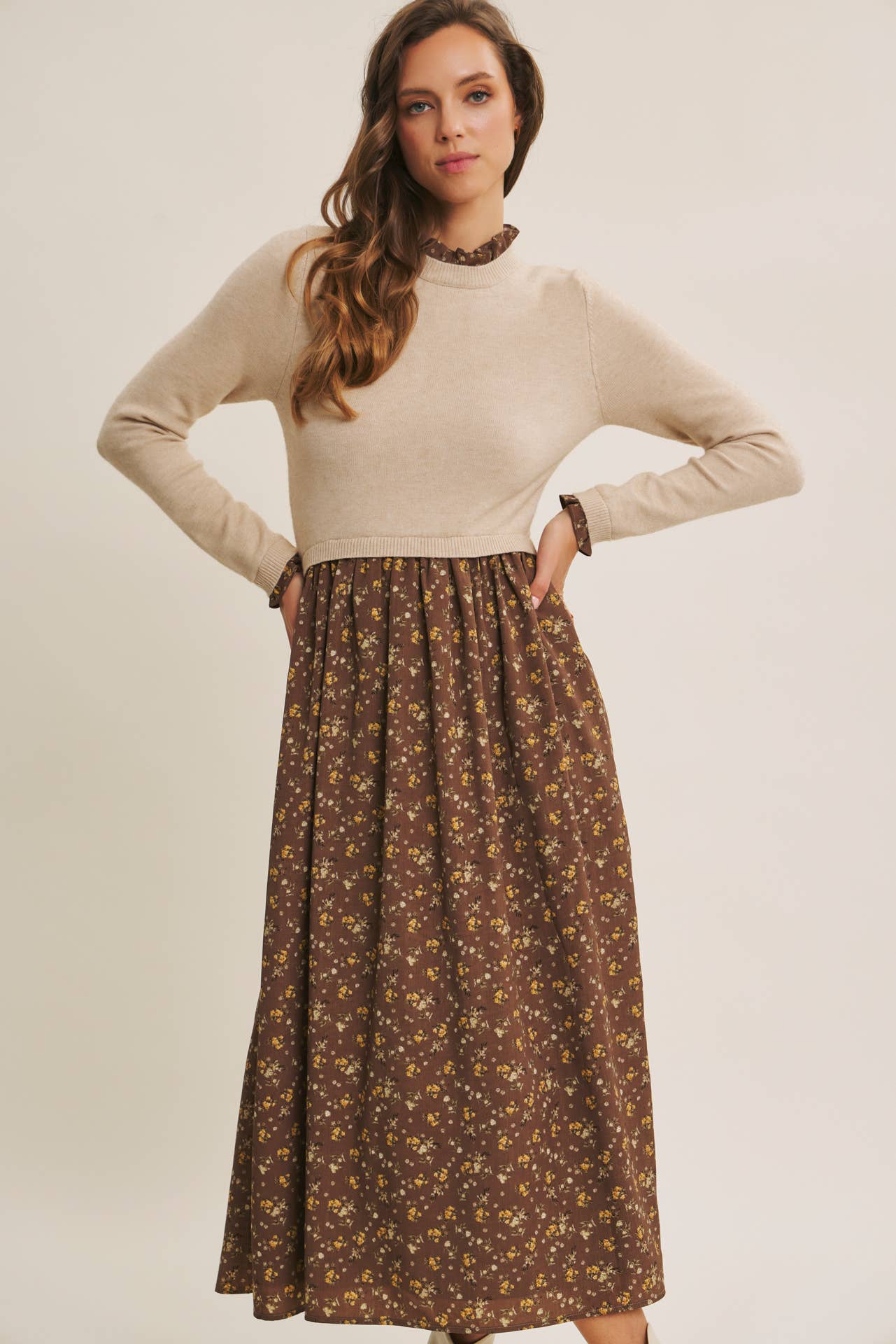 SWEET AND SOFT TO TOUCH RUFFLED TWOFER SWEATER DRESS