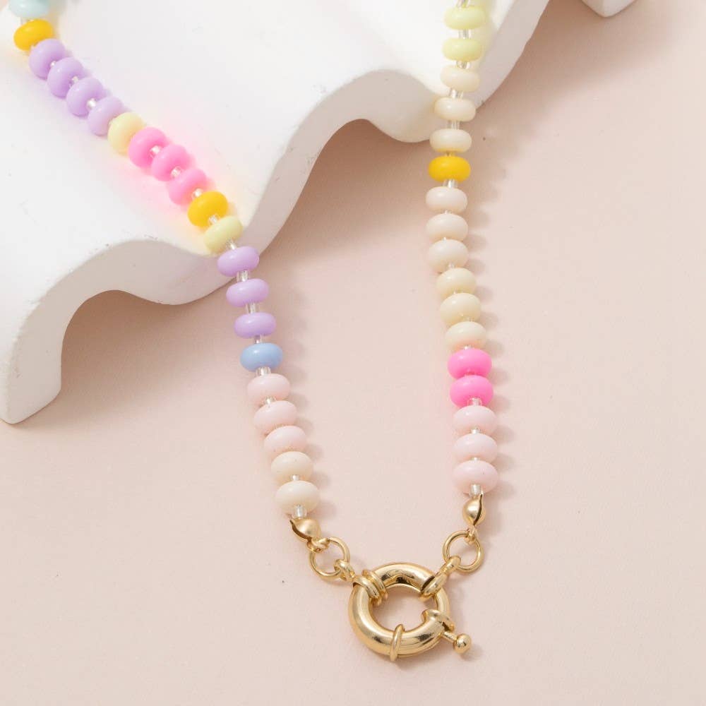 Acrylic Bead Ring Clasp Necklace