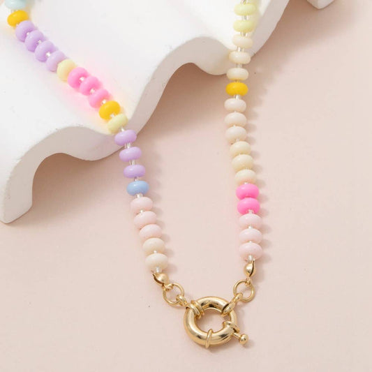 Acrylic Bead Ring Clasp Necklace