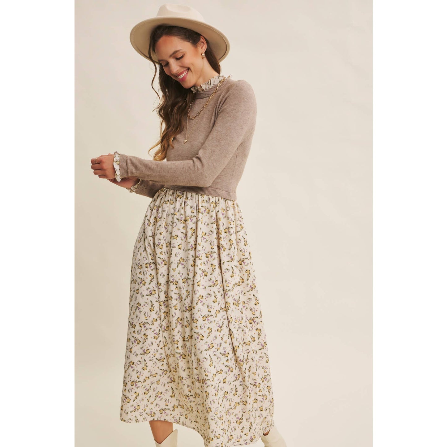 SWEET AND SOFT TO TOUCH RUFFLED TWOFER SWEATER DRESS