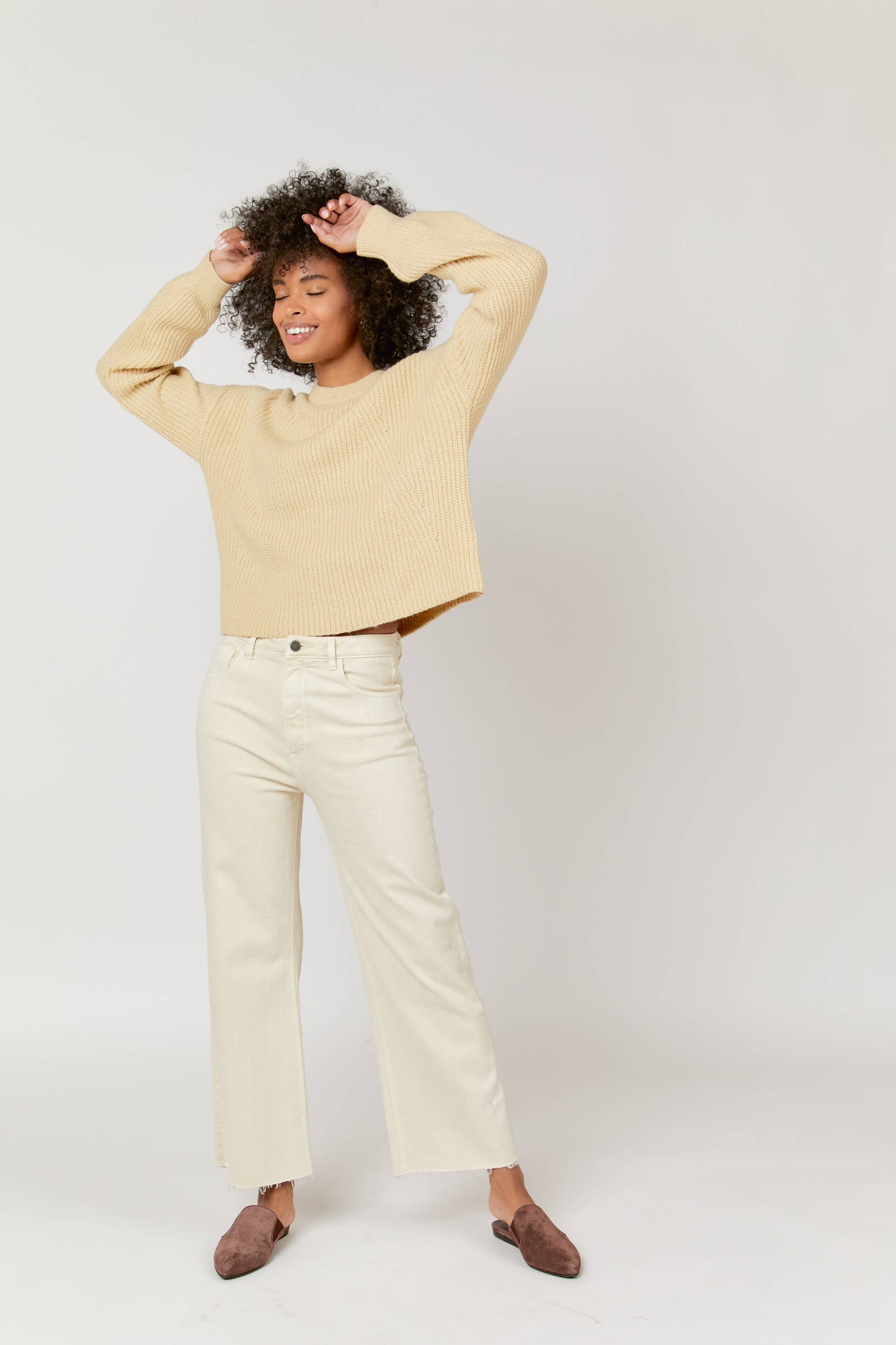 Aberdeen Ankle Crop High Rise Jean, Ecru