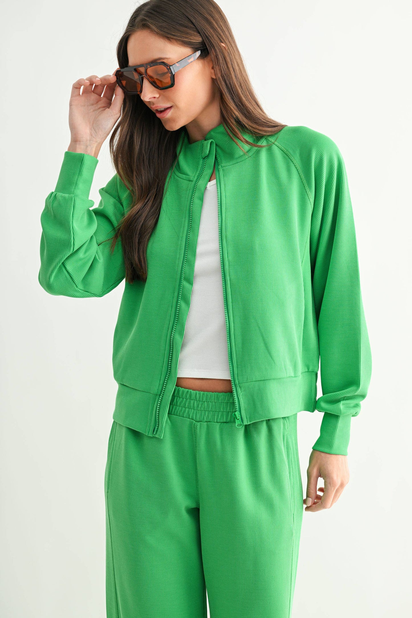 Luxe Sand Wash Rib Zip Jacket