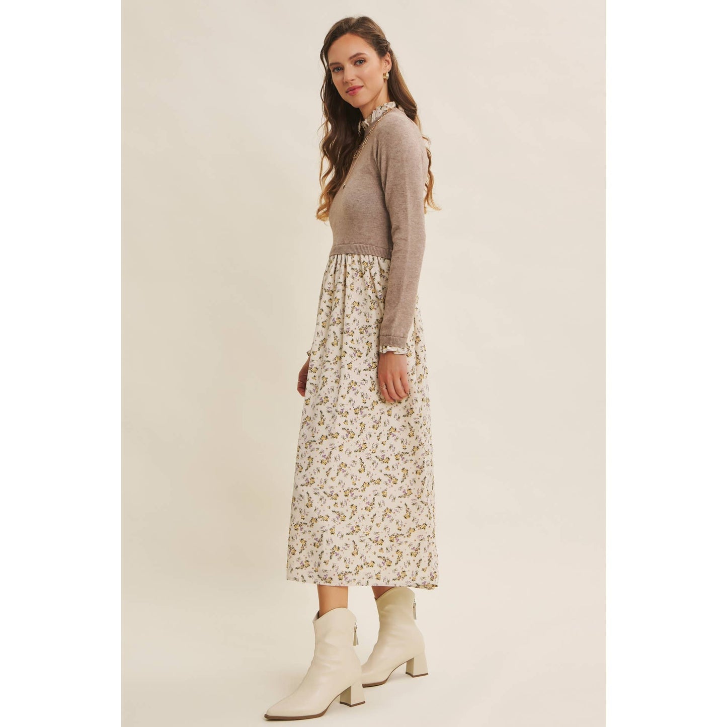 SWEET AND SOFT TO TOUCH RUFFLED TWOFER SWEATER DRESS