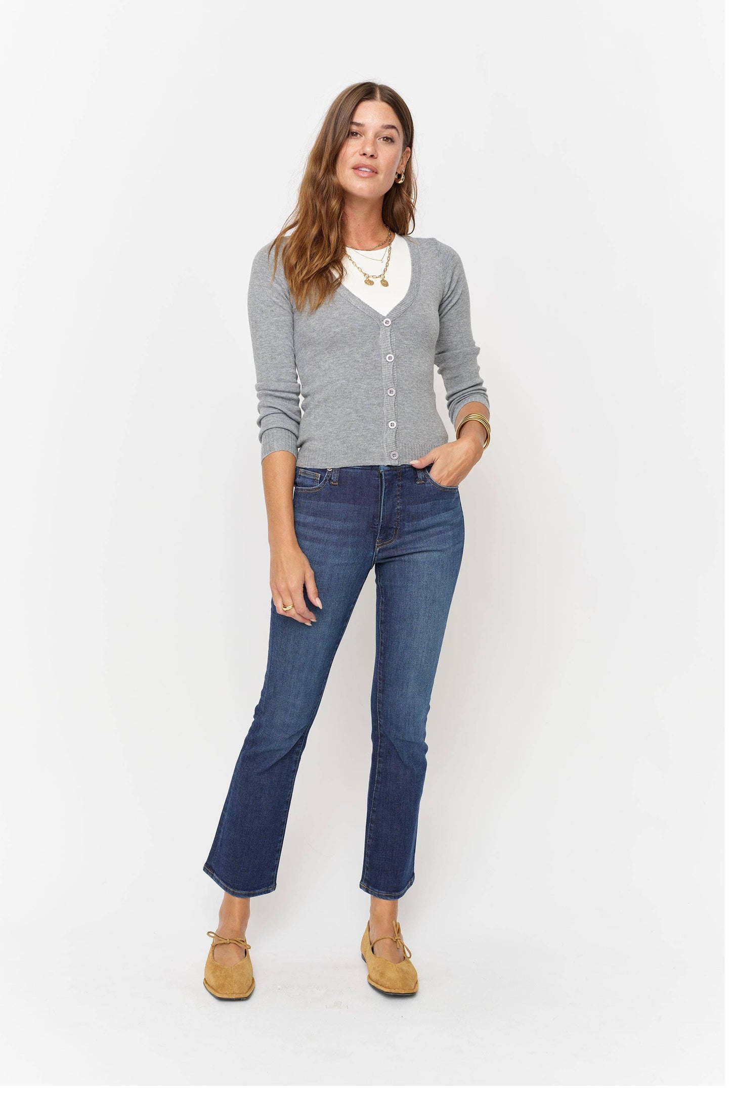 Palmer Mid Rise Ankle Kick Flare, Sculpt+ Dark Worn