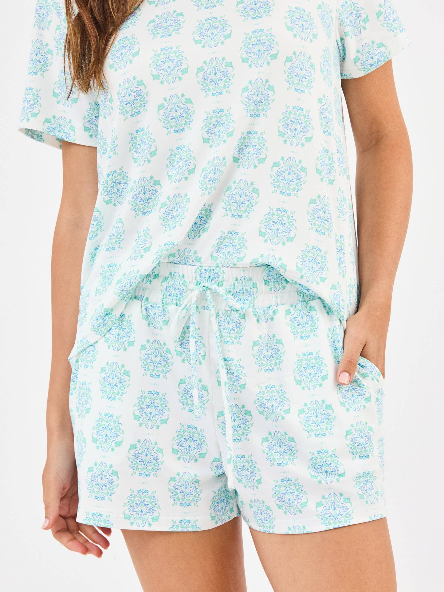 Women's Alli Pajama Shorts Set | Meadow Dreams Blue