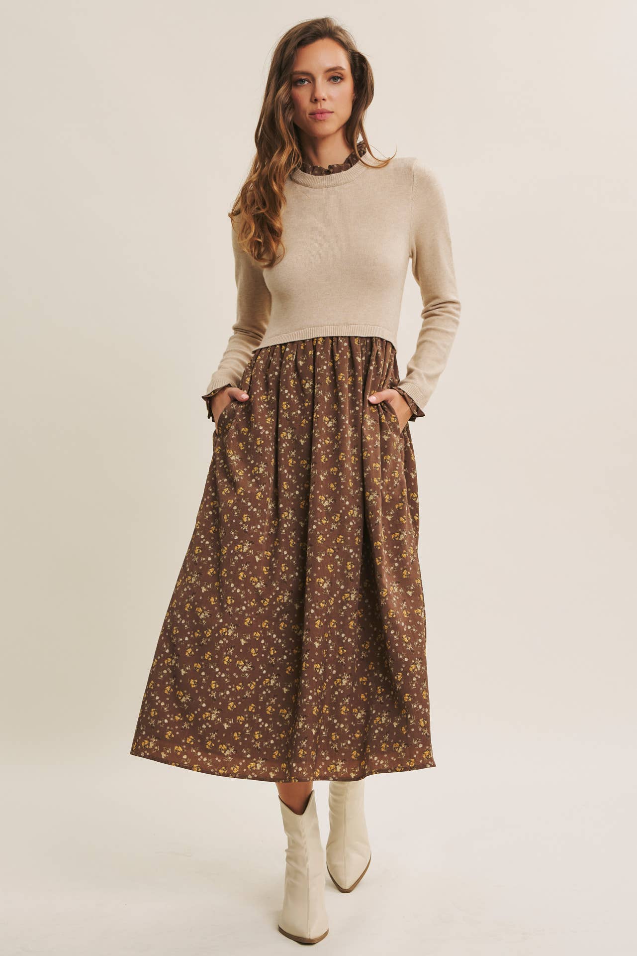 SWEET AND SOFT TO TOUCH RUFFLED TWOFER SWEATER DRESS