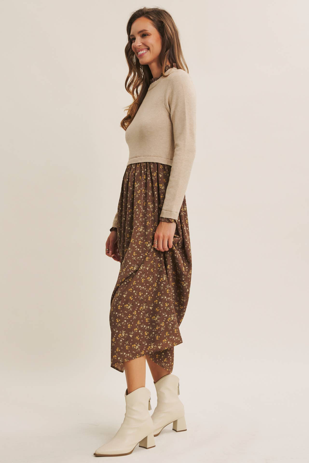 SWEET AND SOFT TO TOUCH RUFFLED TWOFER SWEATER DRESS