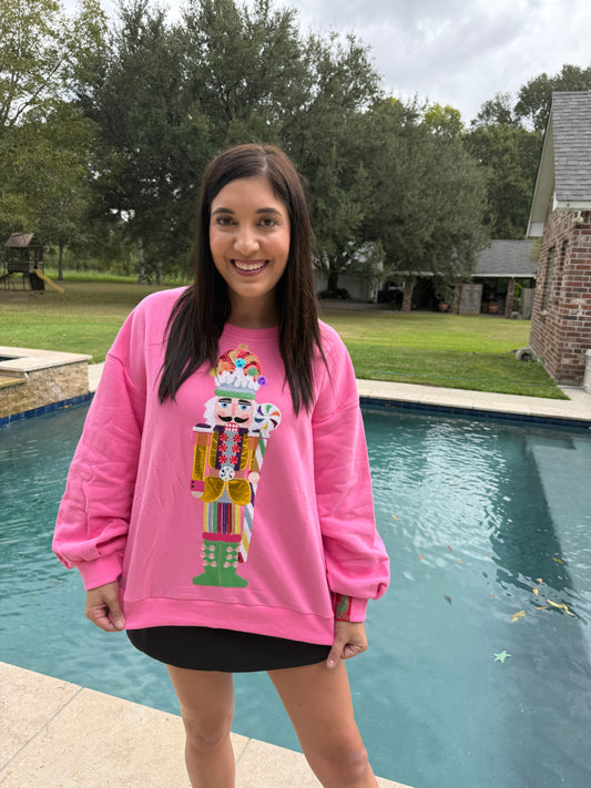 QUEEN OF SPARKLES Pink Candyland Nutcracker Sweatshirt