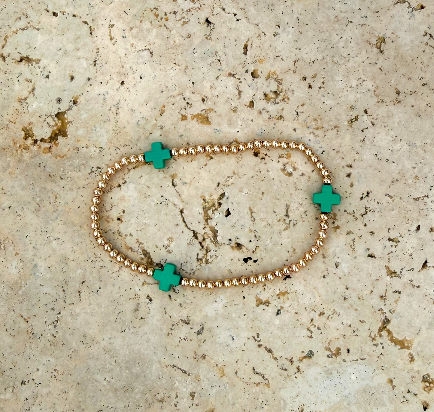 Colorful Cross Gold Bead Bracelet