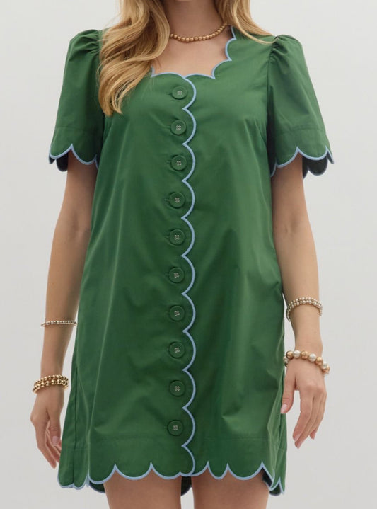 Clover Charm Scallop Dress