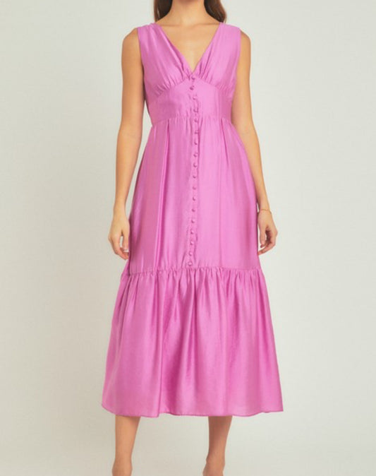 Button and Bow Detail Dress