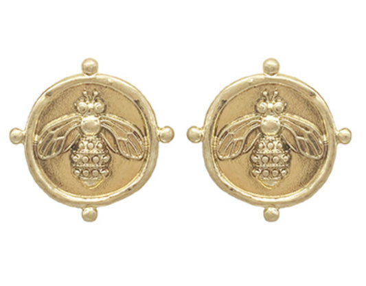 Vintage Coin Bee Earrings
