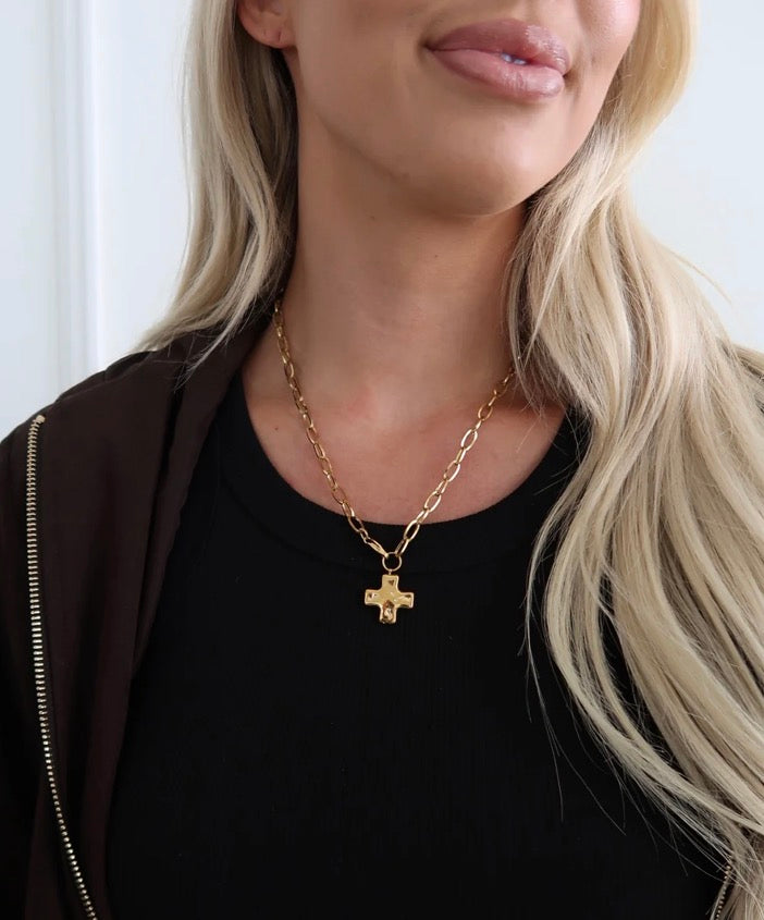 Paperclip Cross Necklace