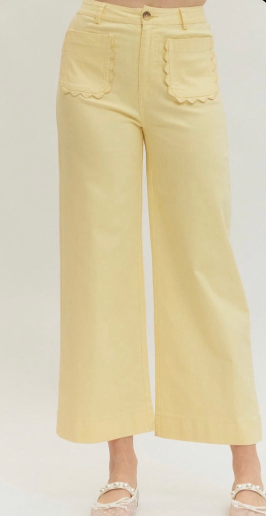 Scallop Pocket Yellow Pant