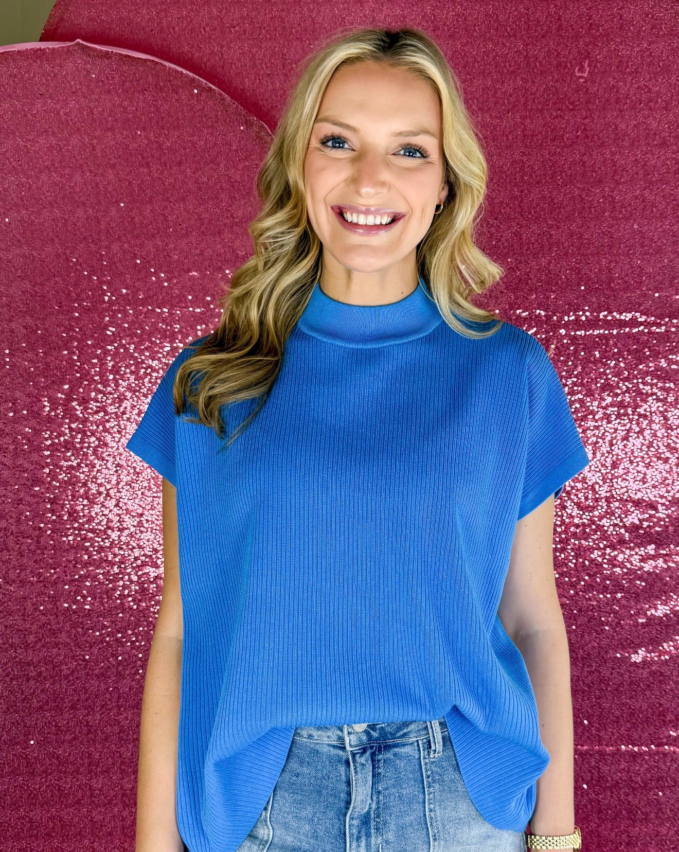 Ribbed Mock Neck Top - Long
