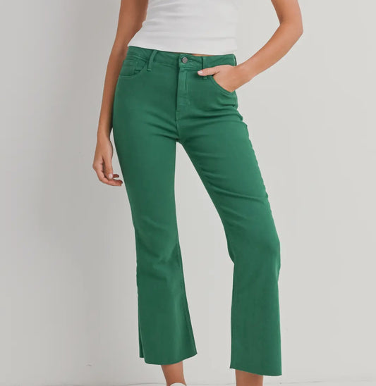 The Cropped Denim Flare - Green