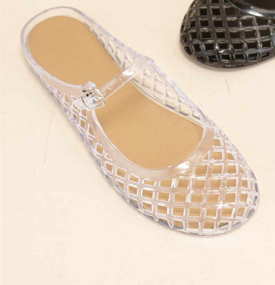 BRUCE JELLY PVC MESH MARY JANE FLAT MULES