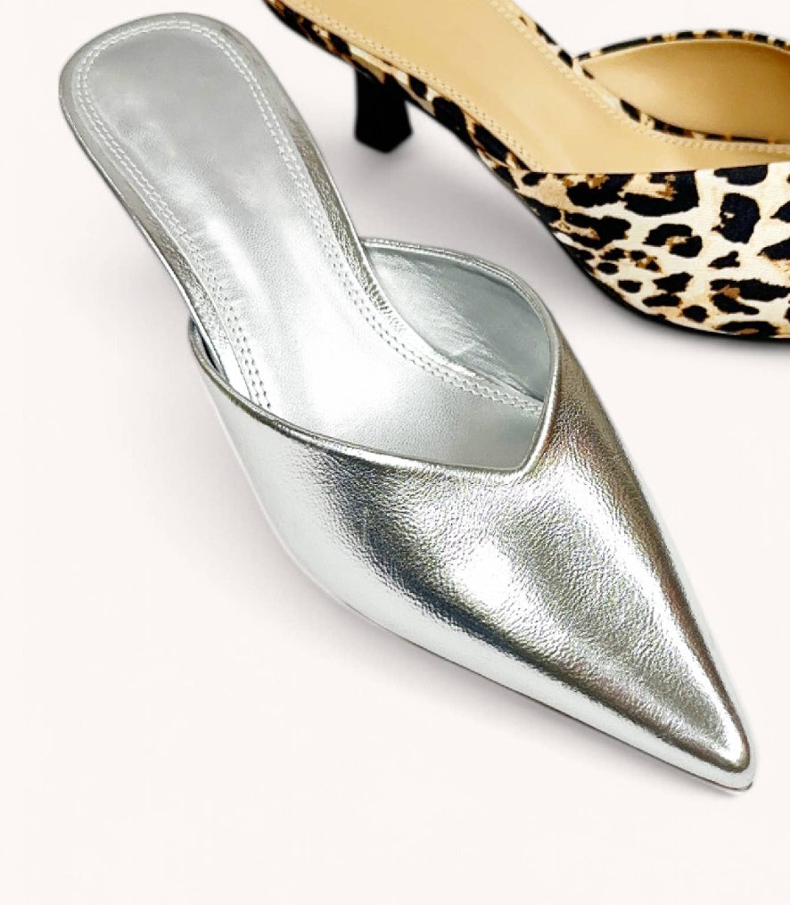 JAVANA V-CUT TOPLINE POINTED-TOE KITTEN HEELS