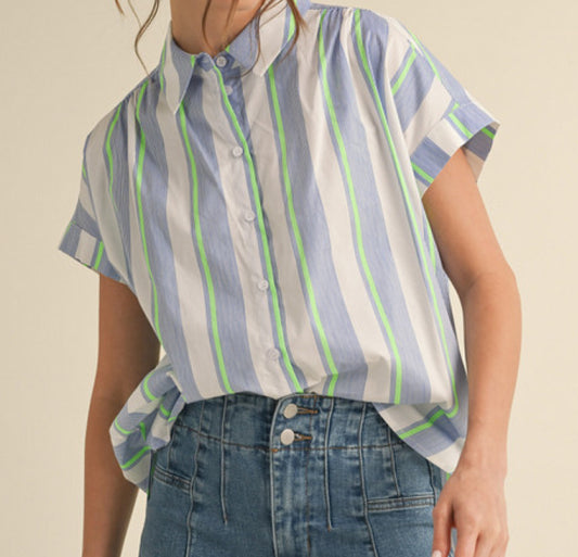 The Seaside Stripe Button Up