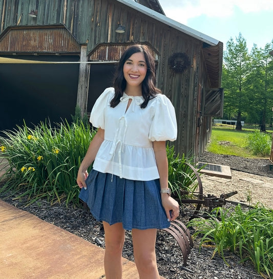 Denim Pleated Skort