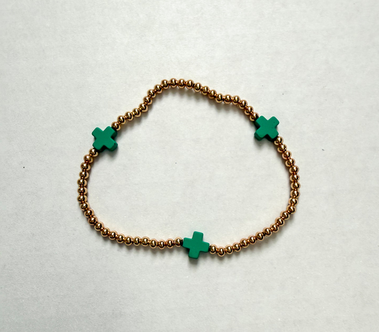 Colorful Cross Gold Bead Bracelet