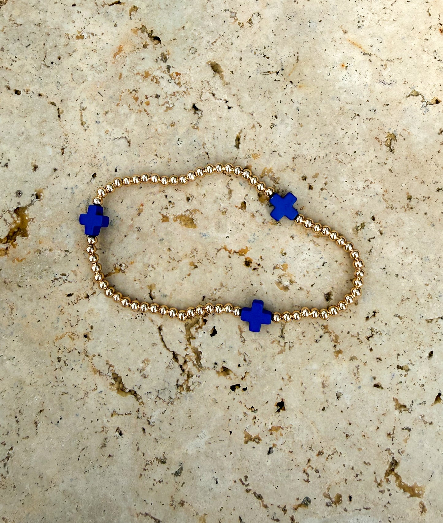 Colorful Cross Gold Bead Bracelet