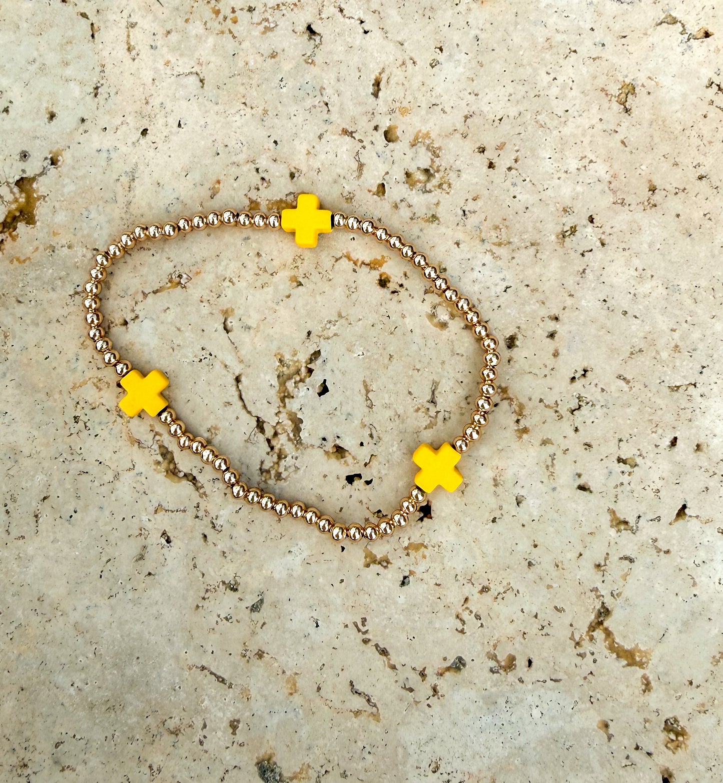 Colorful Cross Gold Bead Bracelet