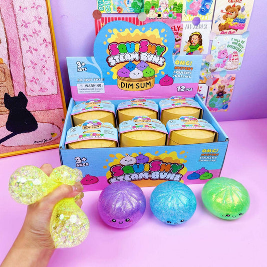 Glitter Bead Dumpling Shape Squishy Stress Relief Toy
